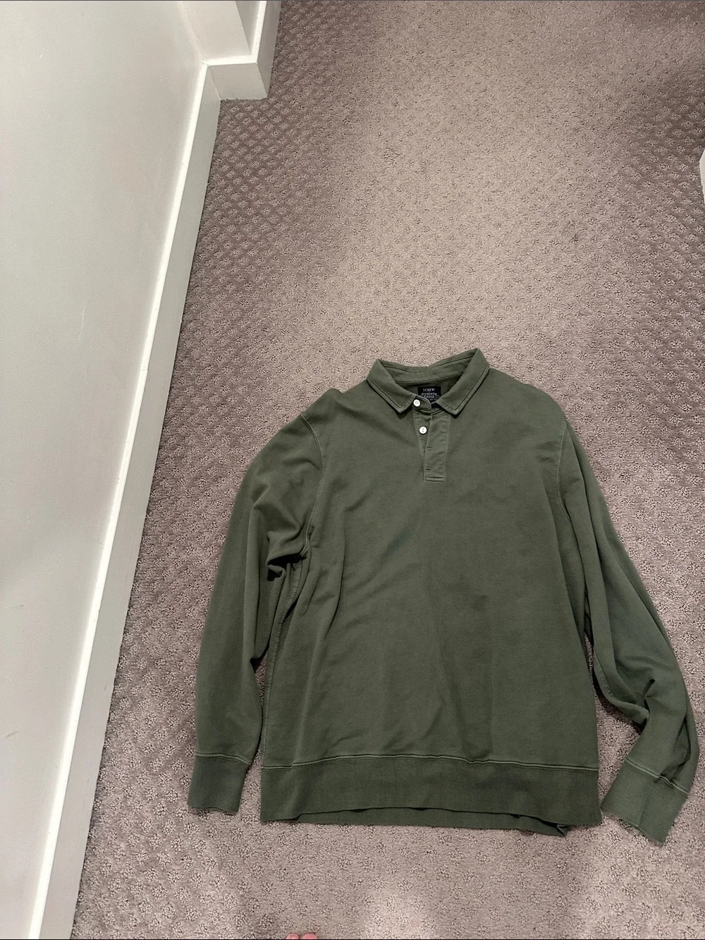J. Crew Olive Green Long-Sleeve Polo sweater shirt